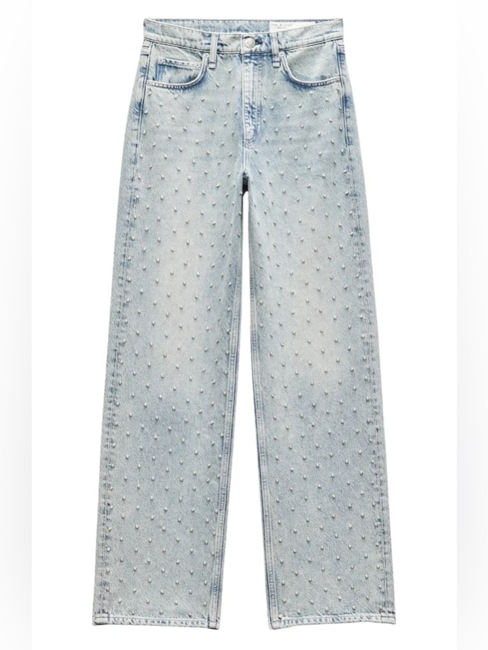 rag & bone Shea Pearl Studded High-Waist Wide-Leg Jeans